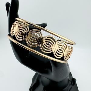 Vintage Swirl Cuff Bracelet Minimalist Modern Weave Coquette Whimsy Retro